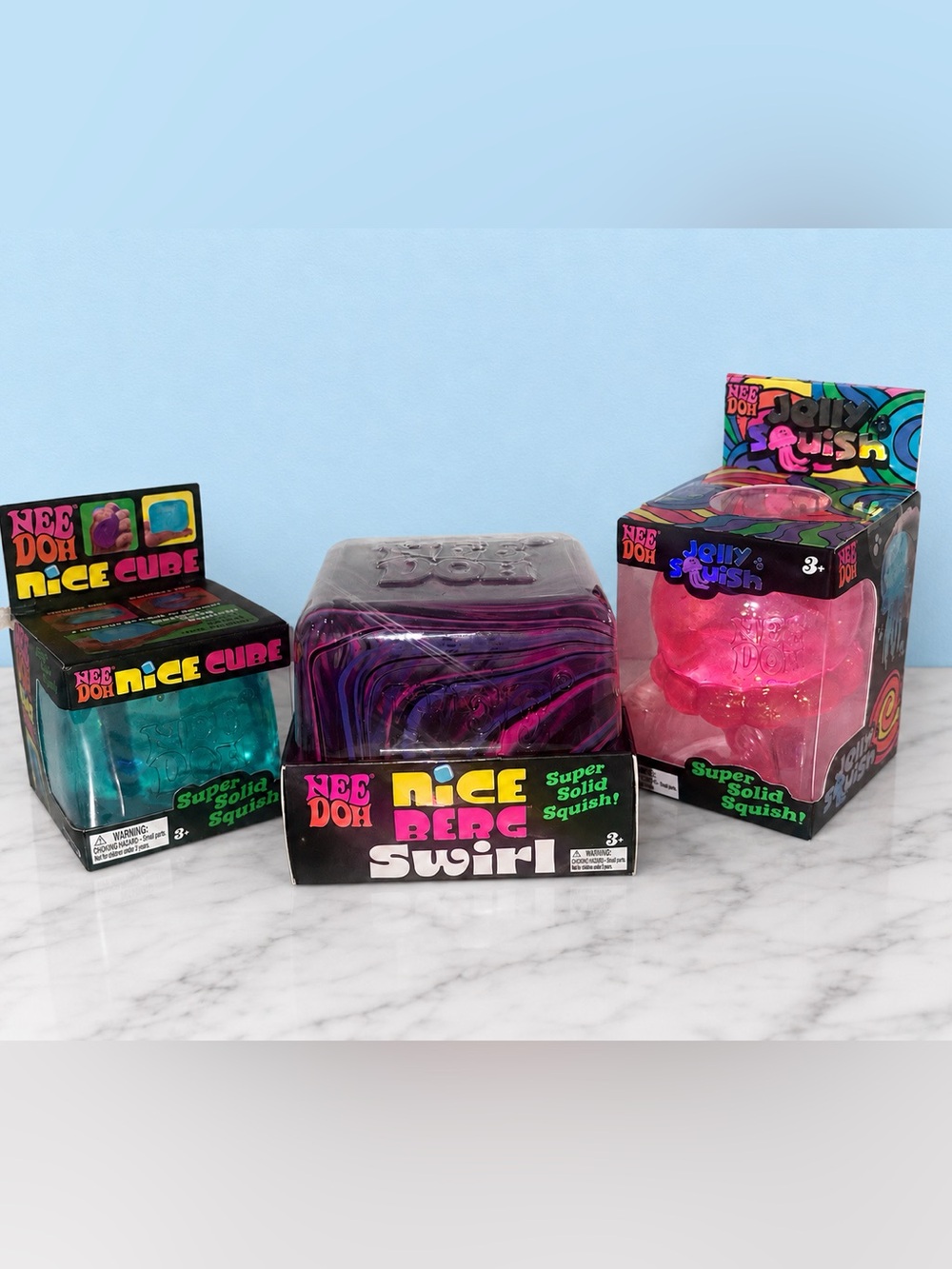 NeeDoh Set of 3 - Nice Berg, Jelly Squish and Nice Cube